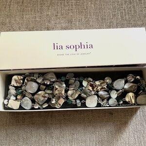 Lia Sophia OCEAN AIR necklace and matching bracelet 43-46 inches abalone/beads